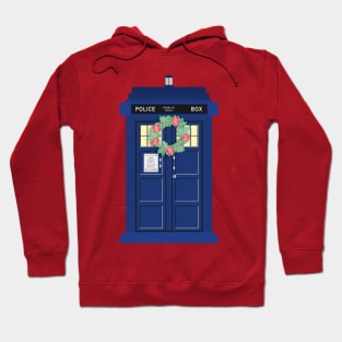 Blue Police Public Call Box - Christmas Wreath Hoodie